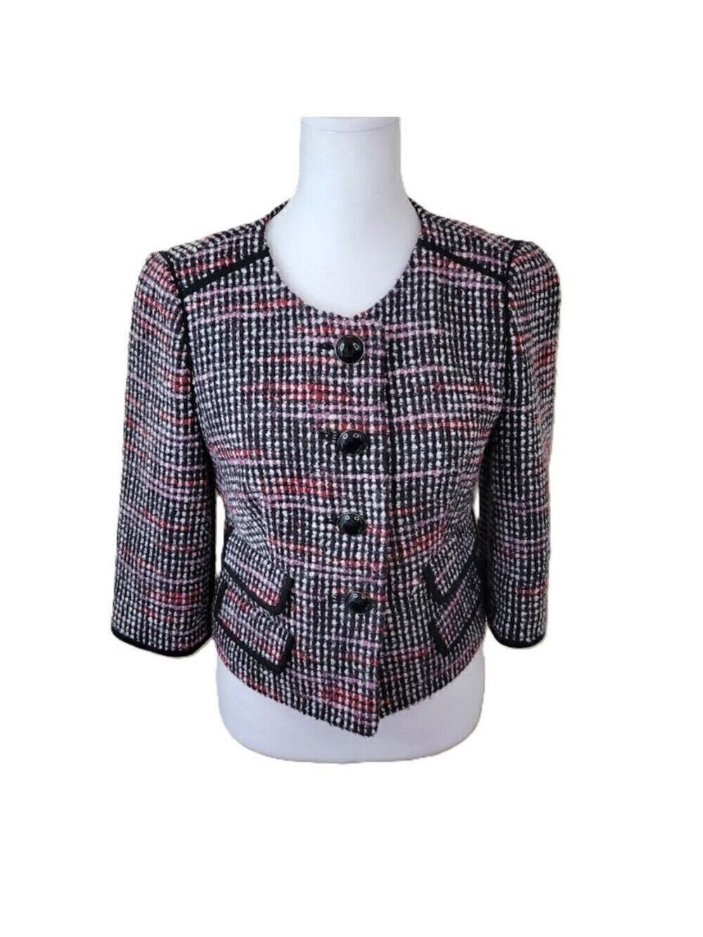 Ann Taylor Loft Tweed Style Bouclé Jacket Multicolored Coat Women's Size 2